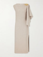Draped wool-blend knitted midi dress