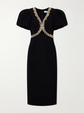 Alexandrite embellished cady midi dress