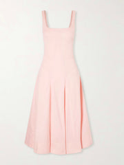 Willow pleated cotton-blend midi dress