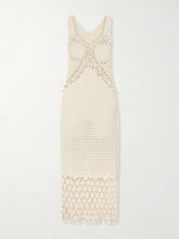 Embellished crocheted cotton midi dress
