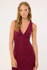 Motel Gabriella Midi Dress Basic Polka Flock Berry