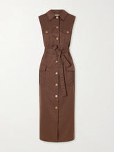 Mary Angel belted silk and linen-blend midi dress