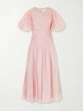 Ophelia lace-trimmed crinkled-satin midi dress