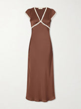 Elvira lace-trimmed satin midi dress
