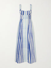 Azzurra Ikat striped cotton midi dress
