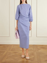 Checked cotton midi dress