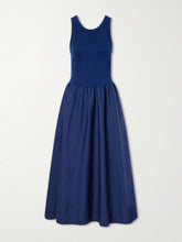 Sleeveless ponte and poplin midi dress