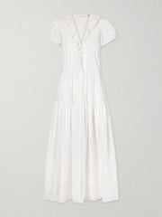 Eliette ruffled brodeire anglaise-trimmed organic cotton midi dress