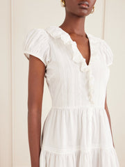 Eliette ruffled brodeire anglaise-trimmed organic cotton midi dress