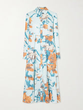 Tiered floral-print cotton midi dress