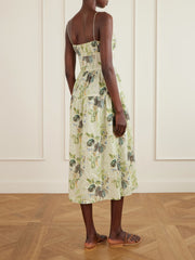 Benoit tiered gathered floral-print ramie midi dress