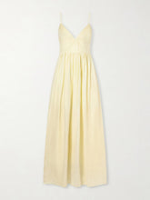 Vacation gathered ramie midi dress