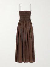 Shirred organic cotton midi dress