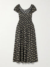 Quinley shirred floral-print organic cotton-voile midi dress