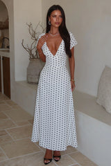 Sora Midi Dress - White Polka