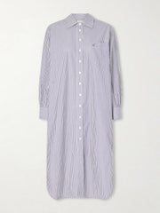 Stella striped cotton-poplin midi shirt dress