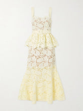 Belted lace peplum midi dress