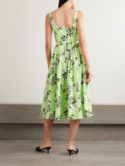 Eglantine belted gathered floral-print cotton-poplin midi dress