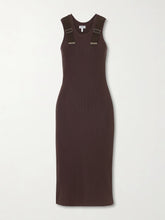 Embellished ribbed stretch-cotton midi dress