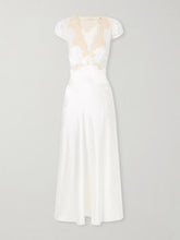 Coraline corded lace-trimmed silk-satin midi dress