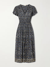 Lyria gathered printed cotton-blend midi dress