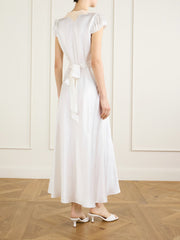 Coraline corded lace-trimmed silk-satin midi dress