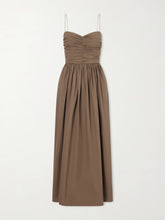 Gathered organic cotton-poplin midi dress