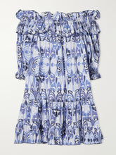 Breakfast off-the-shoulder tiered printed cotton midi dress