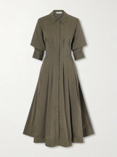 Jazz pintucked cotton-blend poplin midi shirt dress
