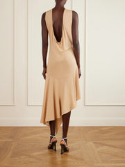 Asymmetrical jersey-crepe midi dress