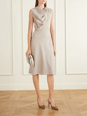 Draped virgin wool midi dress