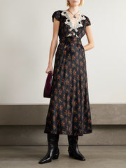 Coraline floral-print satin midi dress