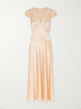 Coraline corded lace-trimmed silk-satin midi dress
