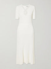 Embellished crochet-knit midi dress