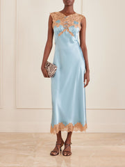 Marcelle lace-trimmed silk-satin midi dress