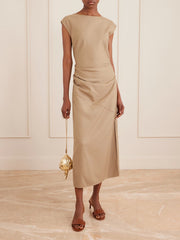 Katia gathered gabardine midi dress