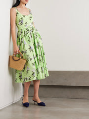 Eglantine belted gathered floral-print cotton-poplin midi dress