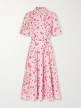 Rubie belted floral-print organic cotton-poplin midi dress
