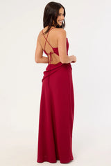 Perfect Stranger Saskia Chiffon Maxi Dress Raspberry
