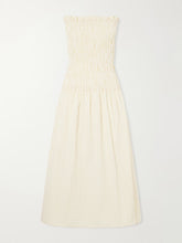 Amalita shirred gingham cotton midi dress
