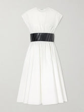 Belted cotton-poplin midi dress