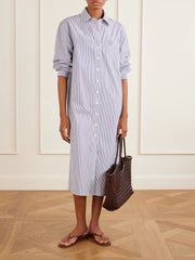 Stella striped cotton-poplin midi shirt dress