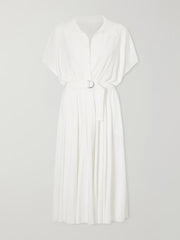 Belted jersey midi dress