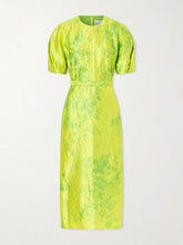 Printed crinkled-satin midi dress