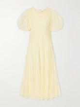 Ophelia lace-trimmed crinkled-satin midi dress