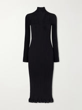 Monet ribbed-knit cotton-blend midi dress