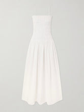 Shirred organic cotton midi dress