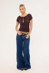 Perfect Stranger Adoria Keyhole Jersey Top Plum