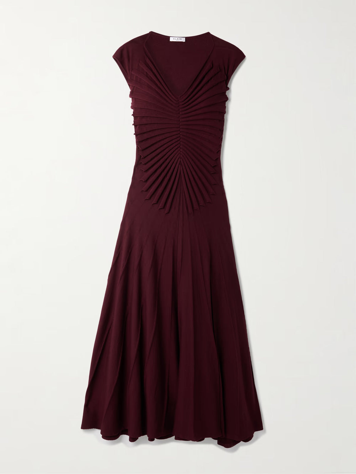 Pleated wool midi dress