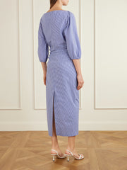 Checked cotton midi dress